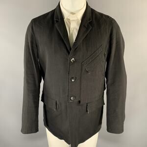 THE VIRIDI-ANNE Black Linen Wool Panneled Sport Coat